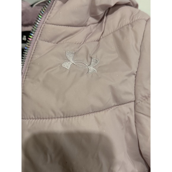 Under Armour Girls Puffer Hooded Jacket Pink Youth 4 - Picture 2 of 7
